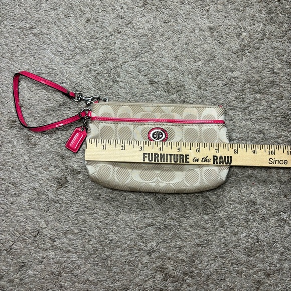 Coach Classic Monogram Wristlet with Pink Detailing Purse Wristlet - Picture 4 of 9